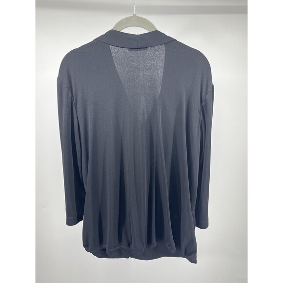 M.M. Lafleur Deneuve Plus Size 1X Wrap Top Blouse +1 Black V Neck - Picture 8 of 9